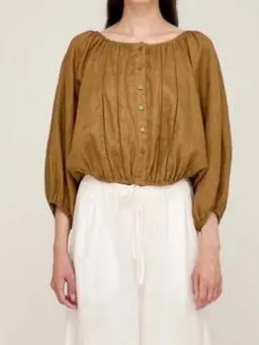 Olive Green Button-Front Top